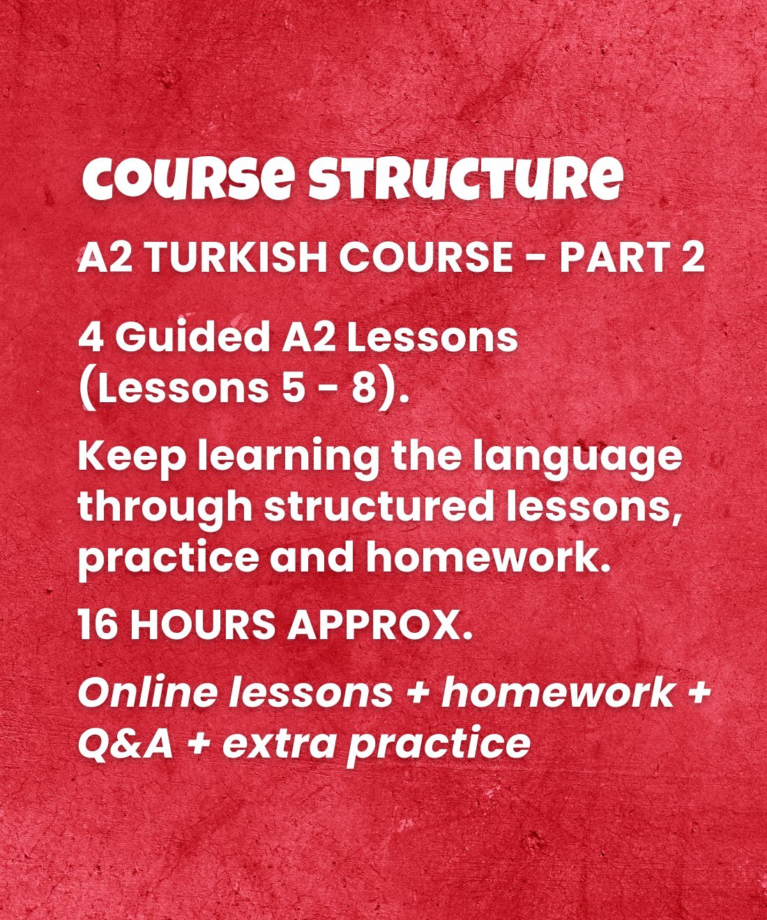 Learn Turkish A2 (Part 2): One-to-One Online Turkish Courses - (Lessons 5-8)
