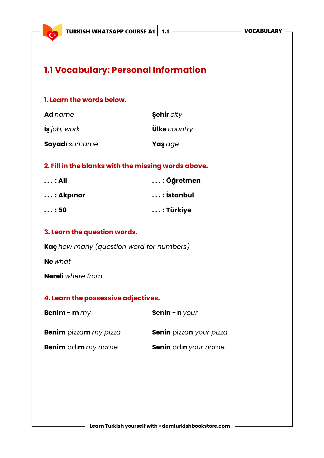 STARTER Turkish Course (On Whatsapp)