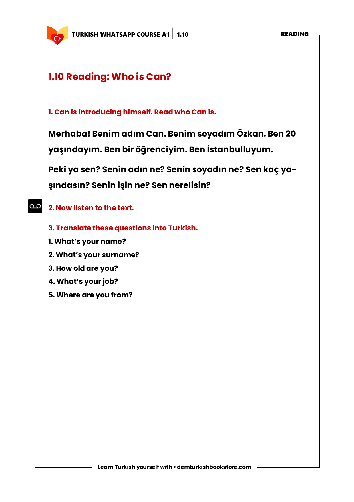 STARTER Turkish Course (On Whatsapp)