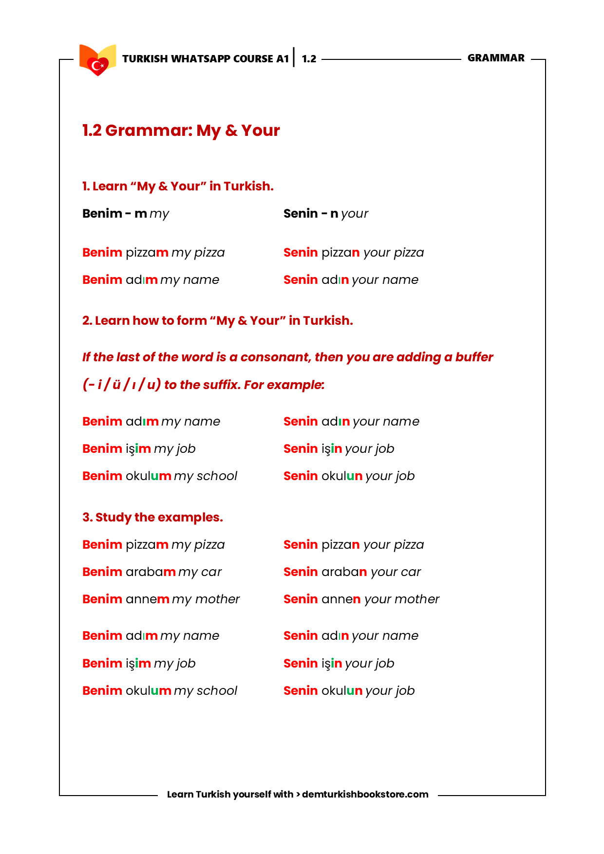 STARTER Turkish Course (On Whatsapp)