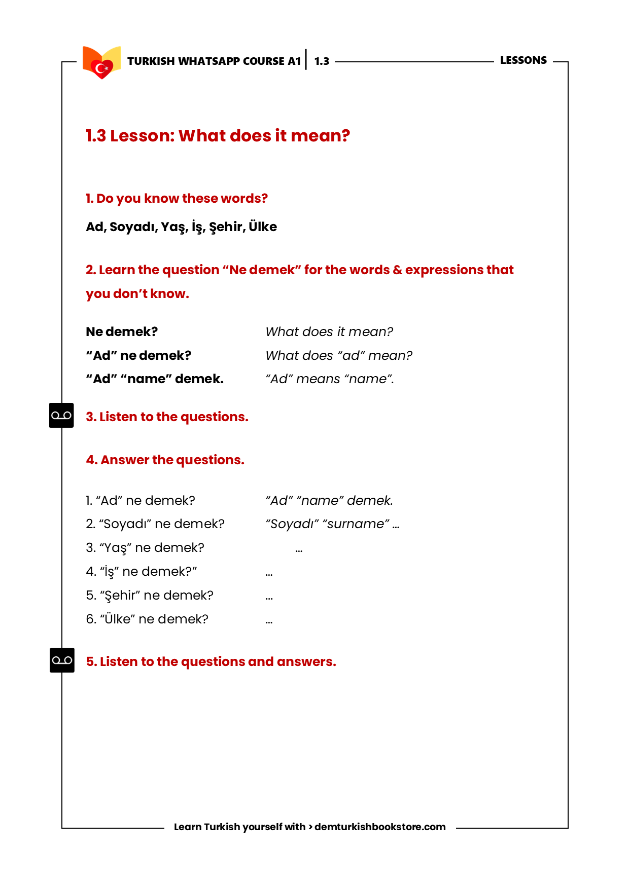 STARTER Turkish Course (On Whatsapp)