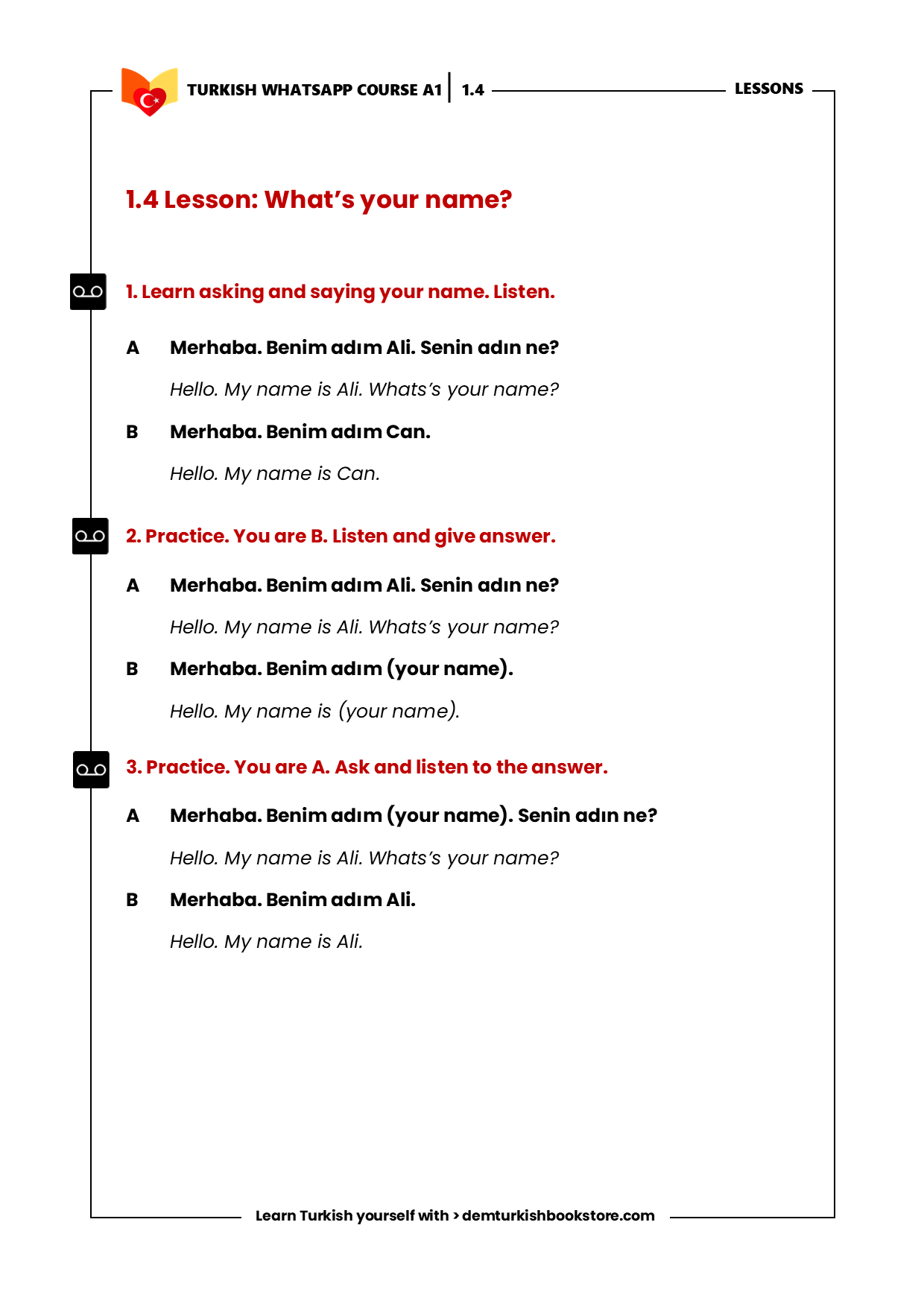 STARTER Turkish Course (On Whatsapp)