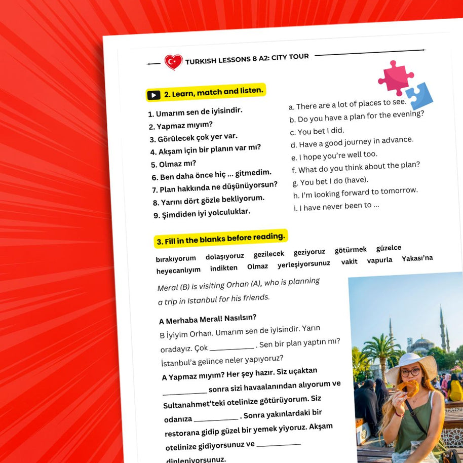 Turkish Language A2 Lessons Bundle: Complete Elementary Turkish Course