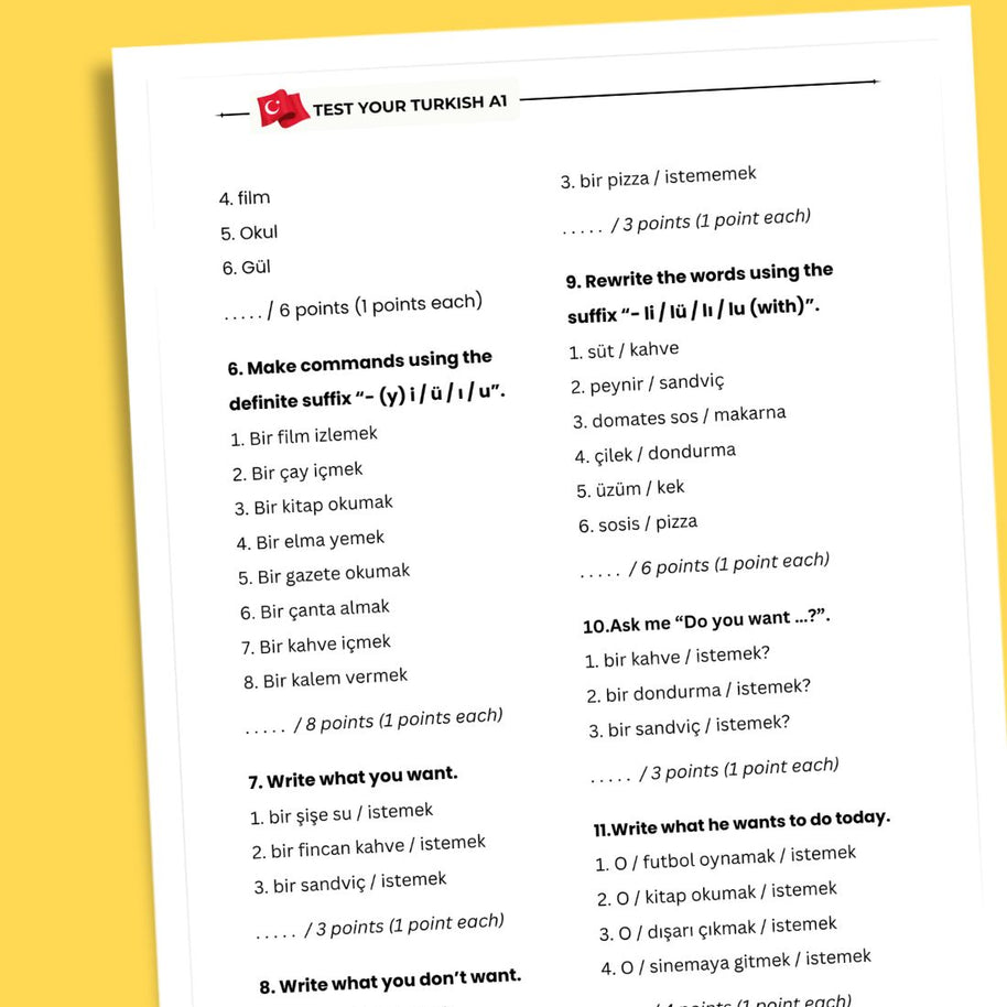 Turkish Test Book A2 | Grammar & Vocabulary Tests for Beginners