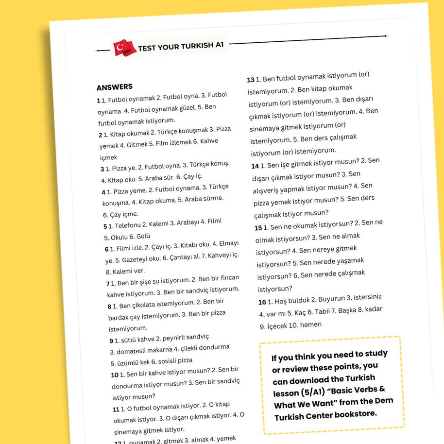 Turkish Test Book A2 | Grammar & Vocabulary Tests for Beginners