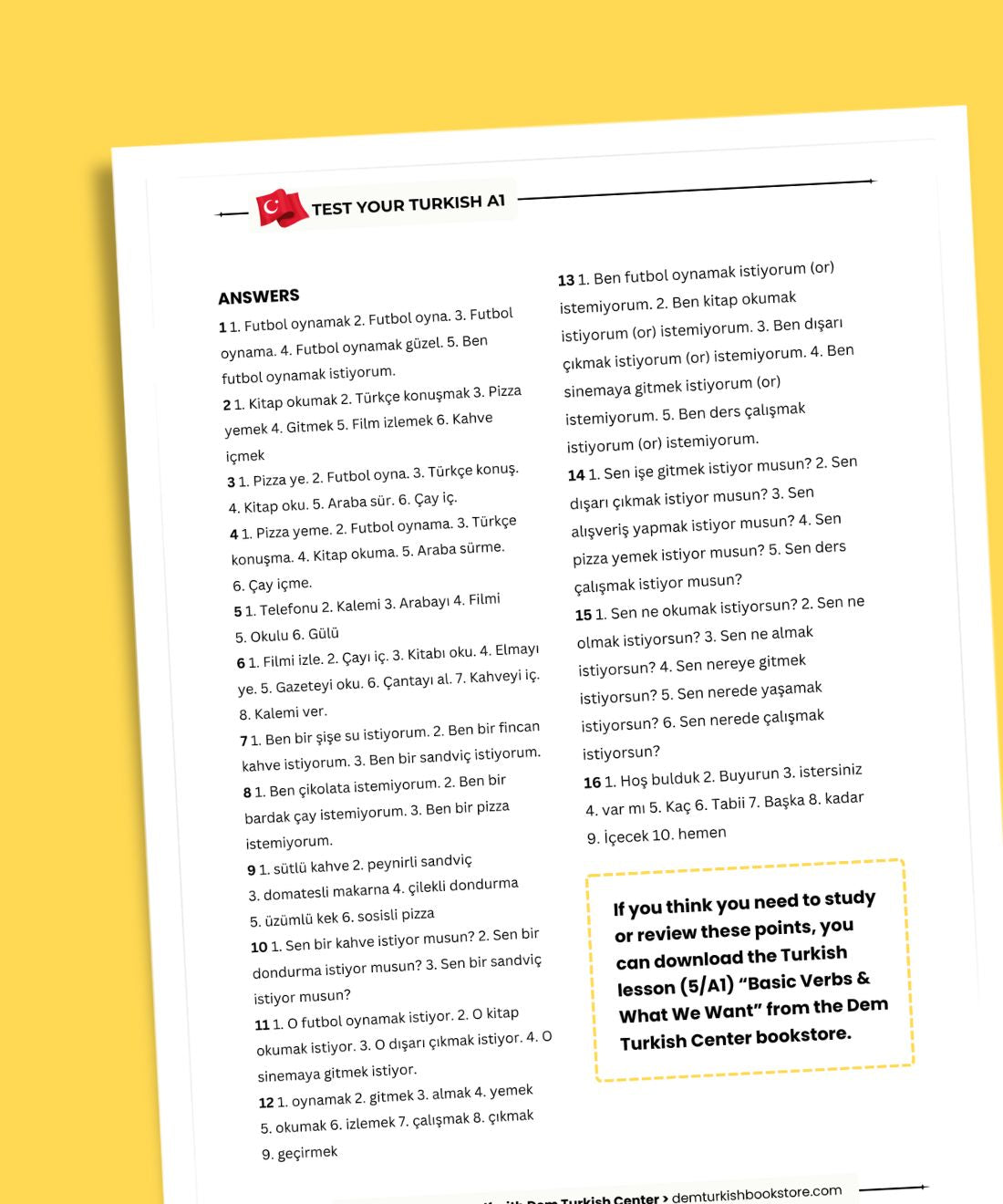 Turkish Test Book A2 | Grammar & Vocabulary Tests for Beginners