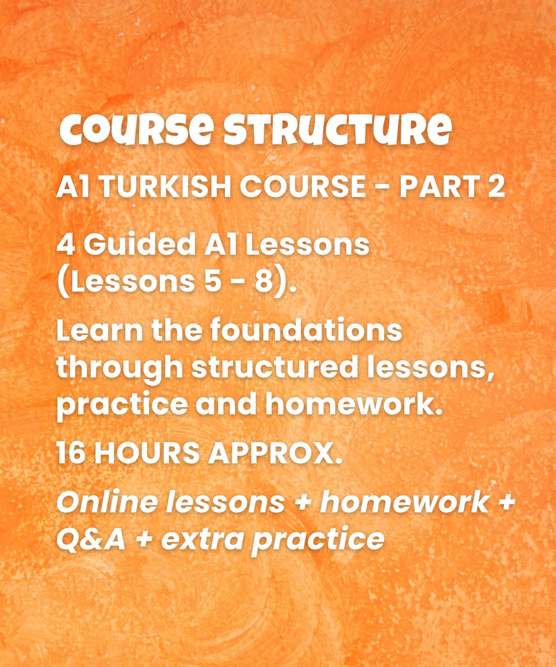 Learn Turkish A1 (Part 2): One-to-One Online Turkish Courses - (Lessons 5-8)
