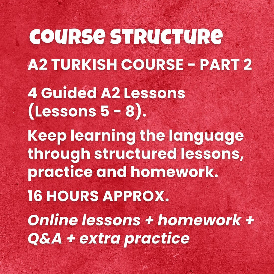 Learn Turkish A2 (Part 2): One-to-One Online Turkish Courses - (Lessons 5-8)