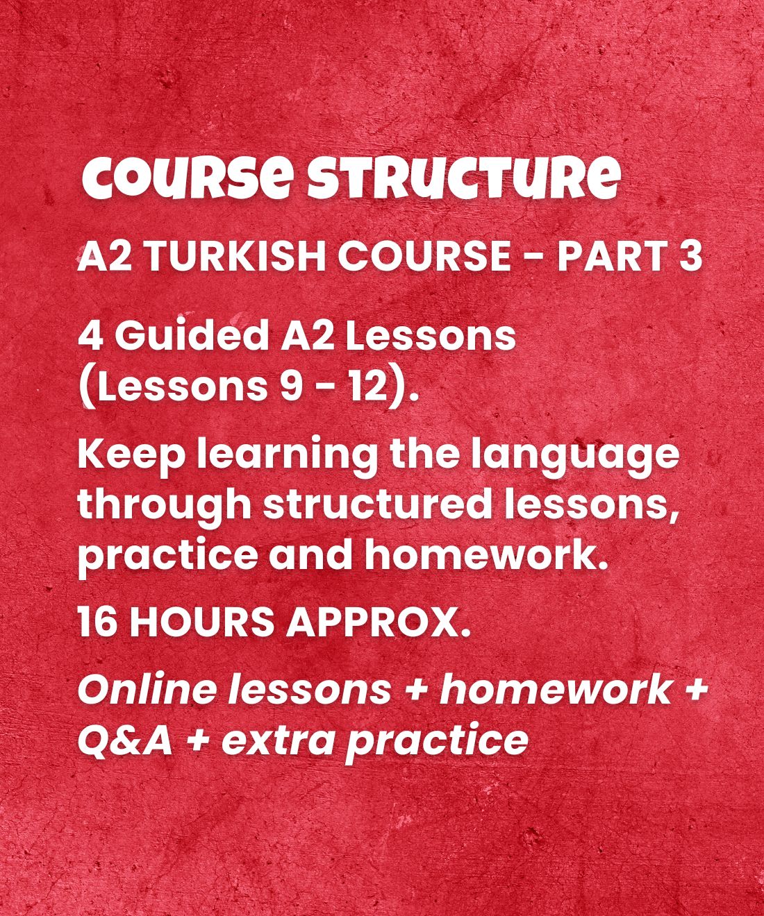 Learn Turkish A2 (Part 3): One-to-One Online Turkish Courses - (Lessons 9-12)