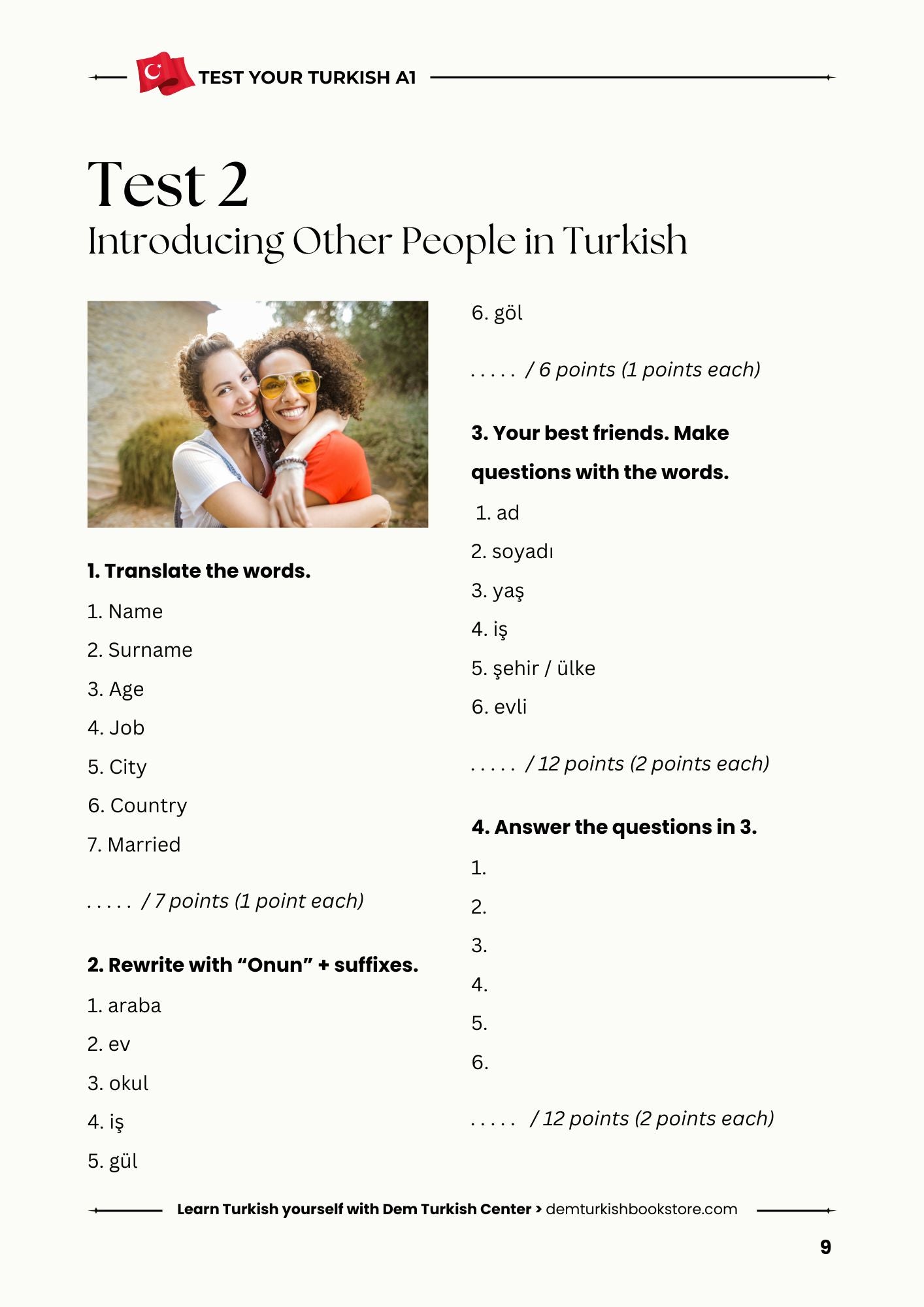 Turkish Test Book A1 | Grammar & Vocabulary Tests for Beginners
