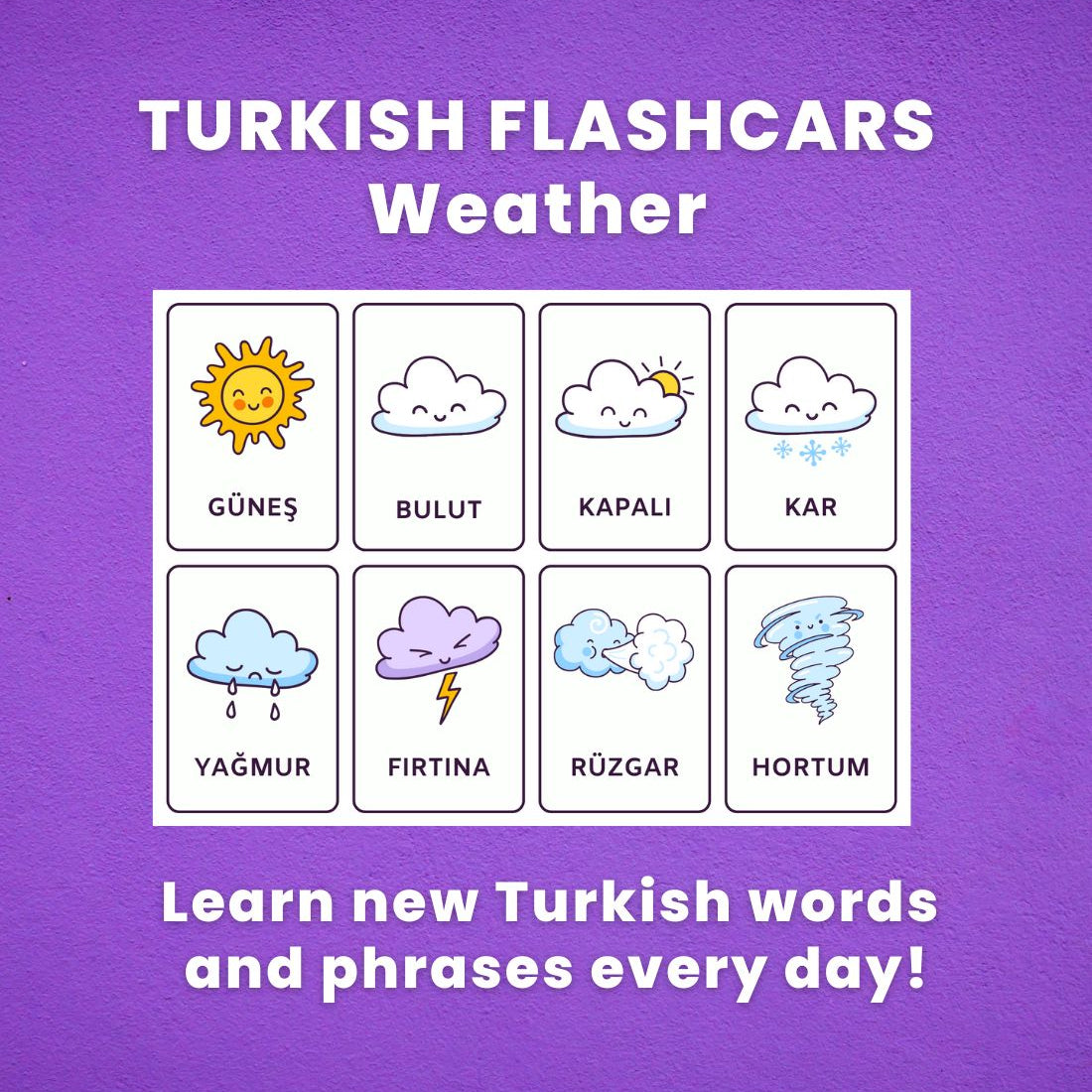 turkish flashcards - weather in turkish language