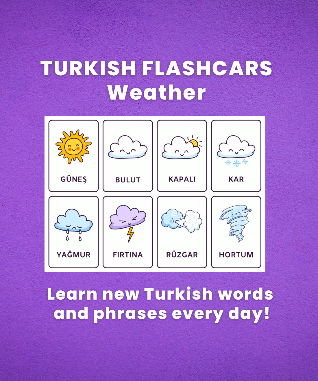 turkish flashcards - weather in turkish language