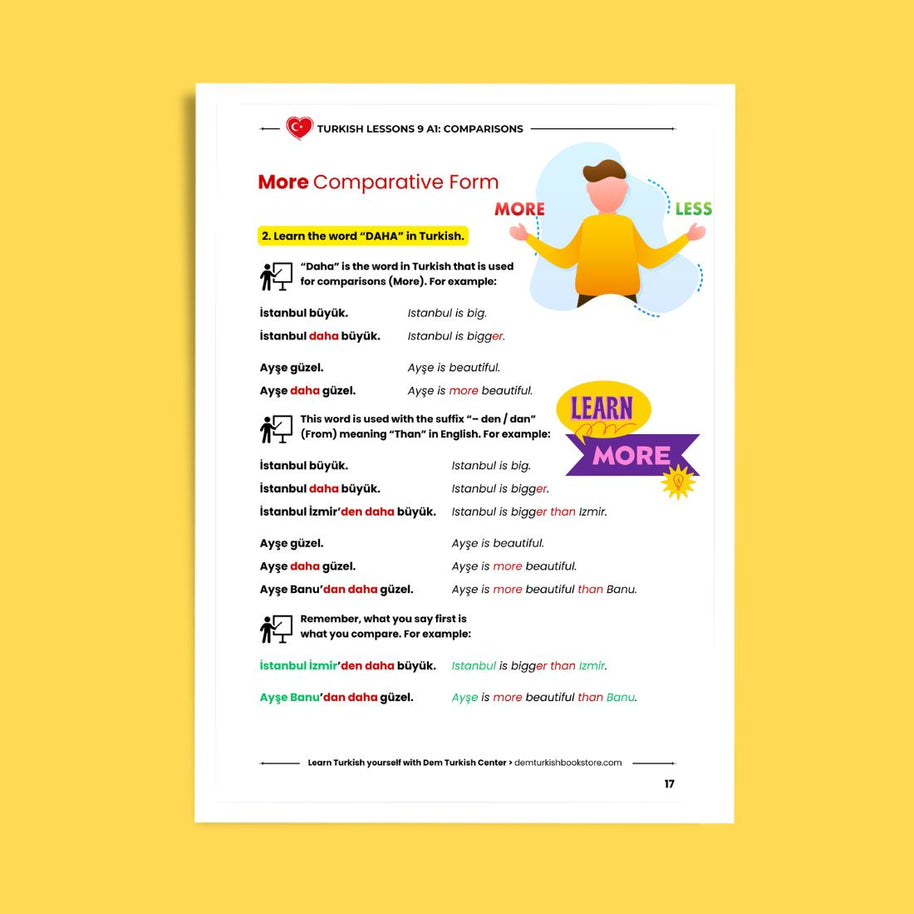 Turkish Lessons A1/9: Comparison in Turkish