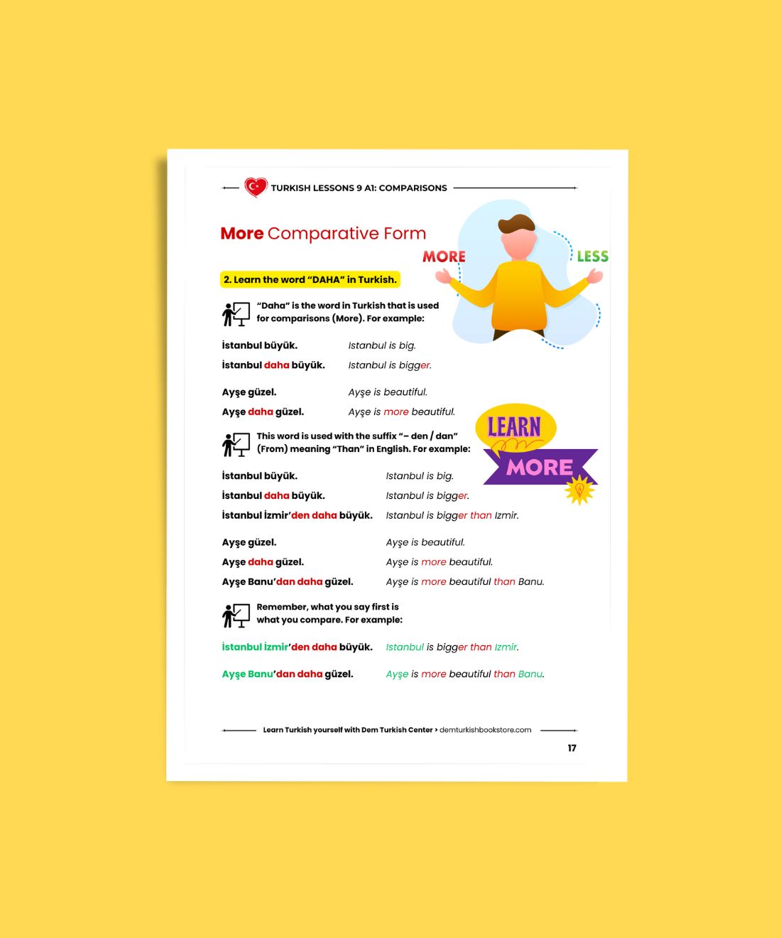 Turkish Lessons A1/9: Comparison in Turkish