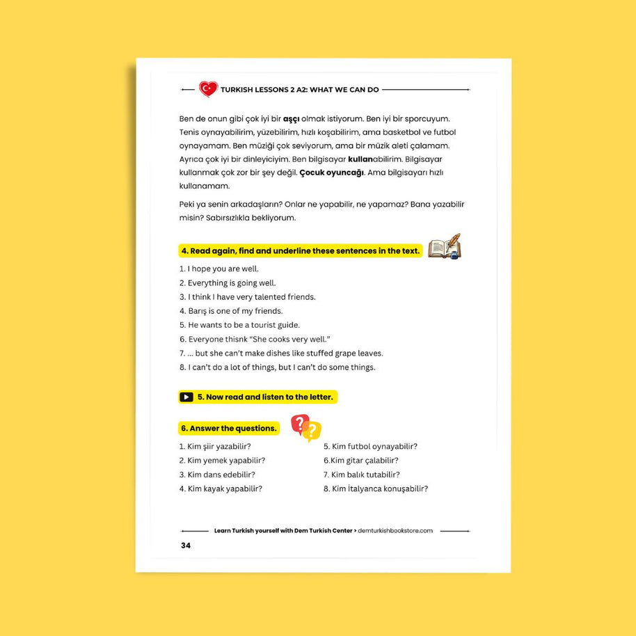Turkish Lessons A2/2: What We Can Do