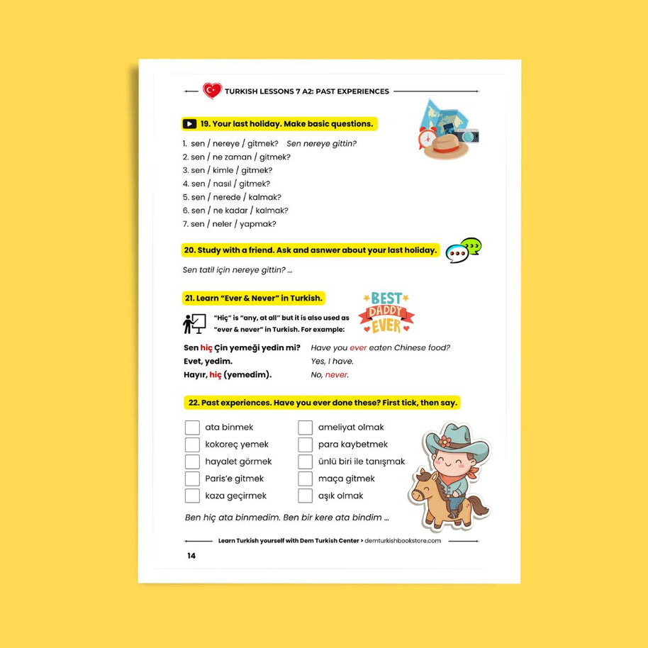 Turkish Lessons A2/7: Past Experiences