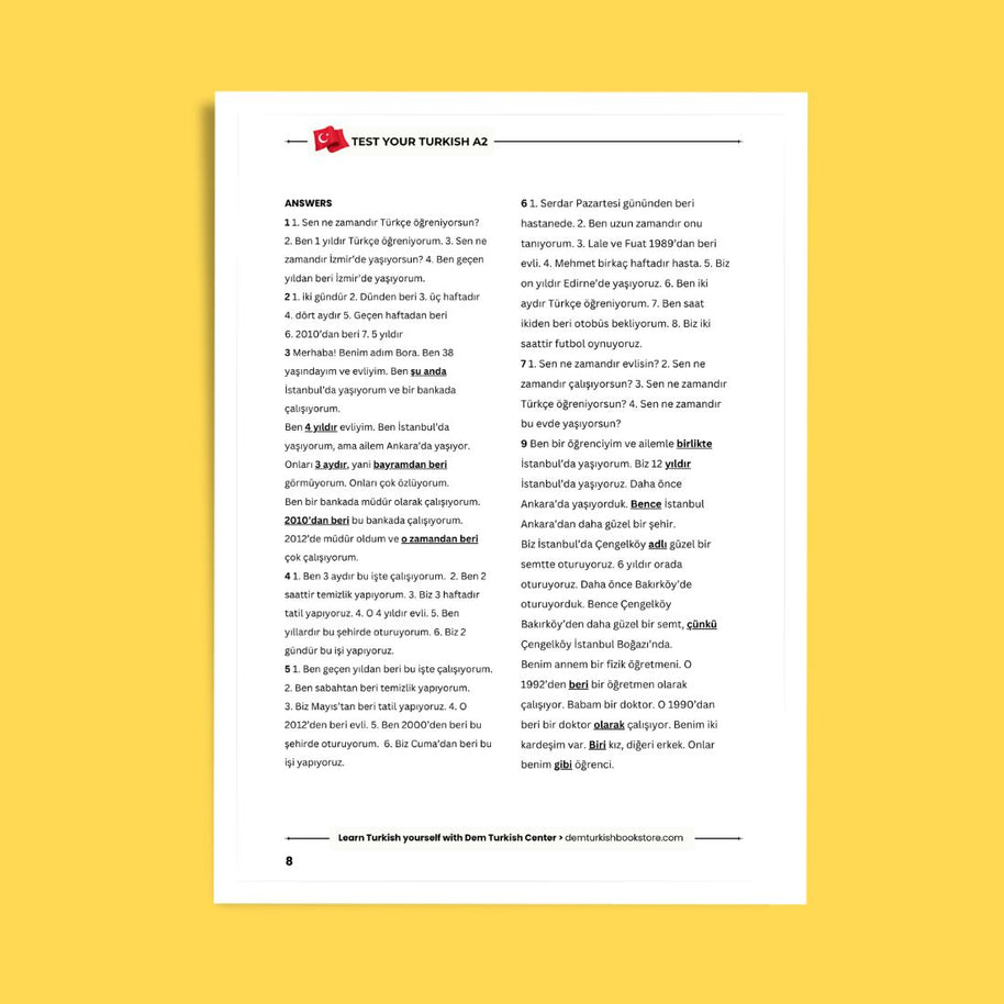 Turkish Test Book A2 | Grammar & Vocabulary Tests for Beginners
