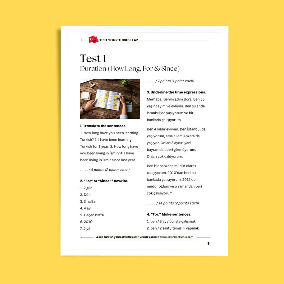 Turkish Test Book A2 | Grammar & Vocabulary Tests for Beginners
