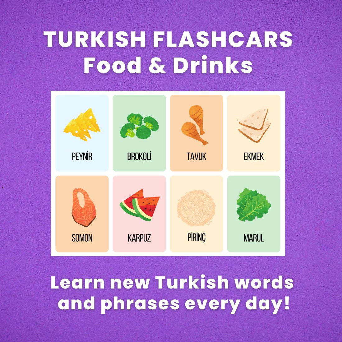 Turkish Flashcards  | Food & Drinks in Turkish