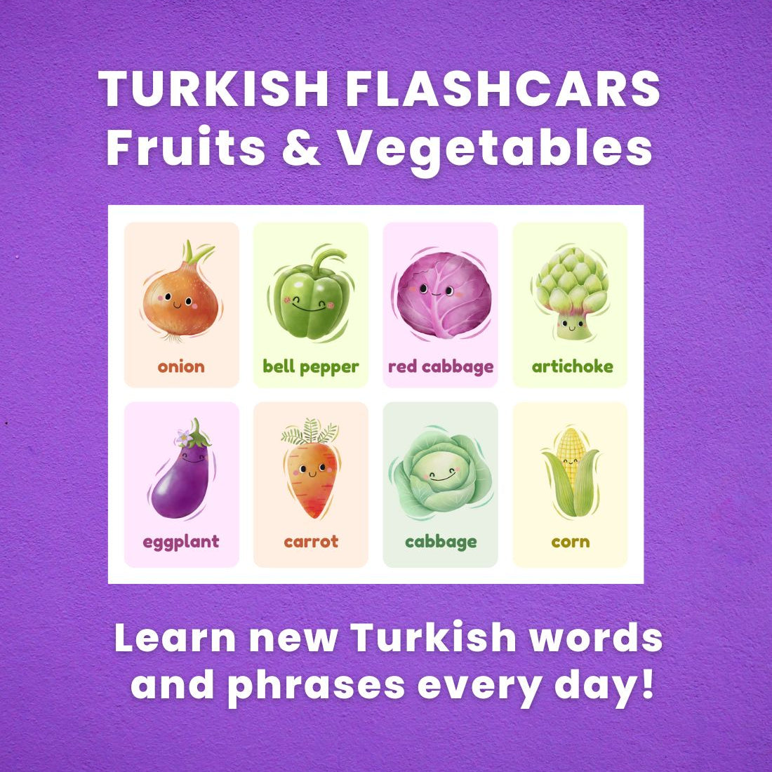 turkish flashcards - fruits vegetables